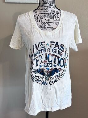 Affliction White Live Fast Motor Club Graphic Tee